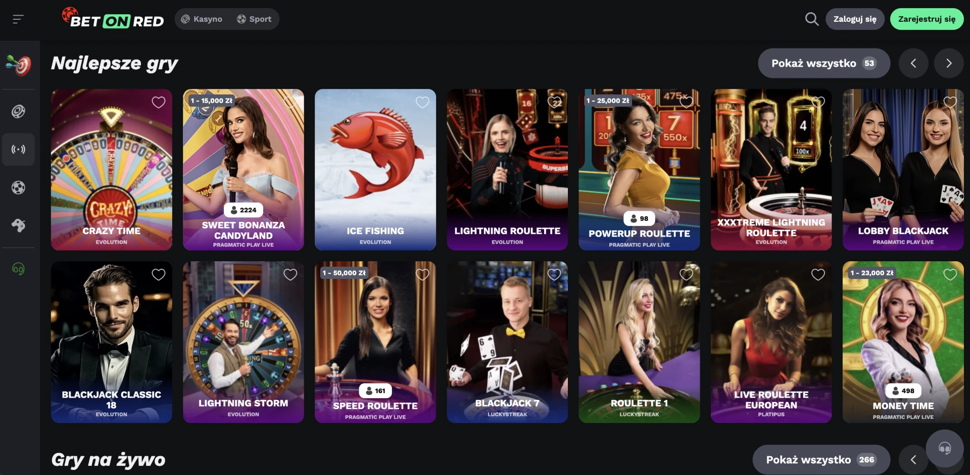 Najlepsze gry live casino na BetOnRed Casino