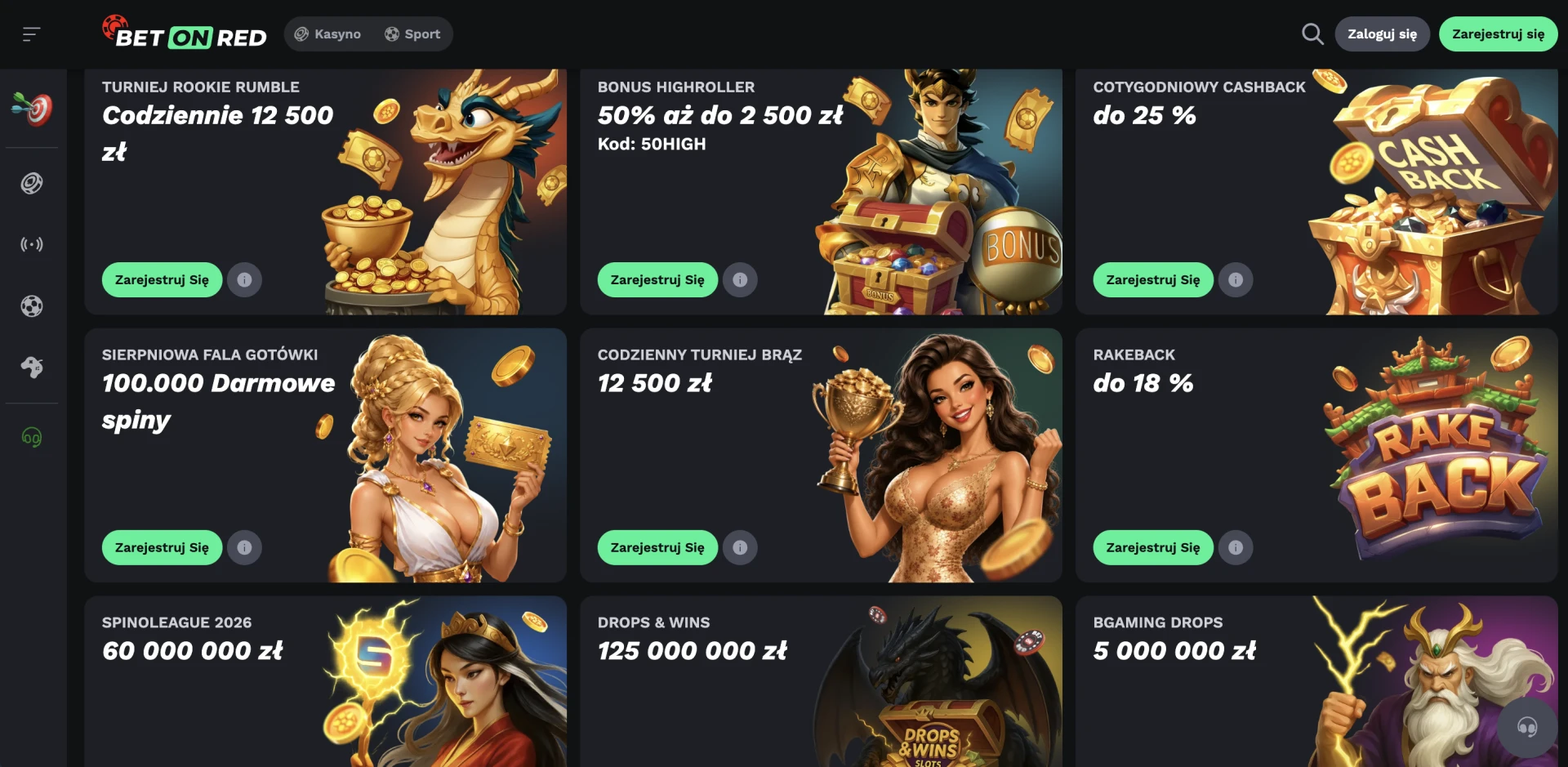 Turnieje i bonusy promocyjne na BetOnRed Casino